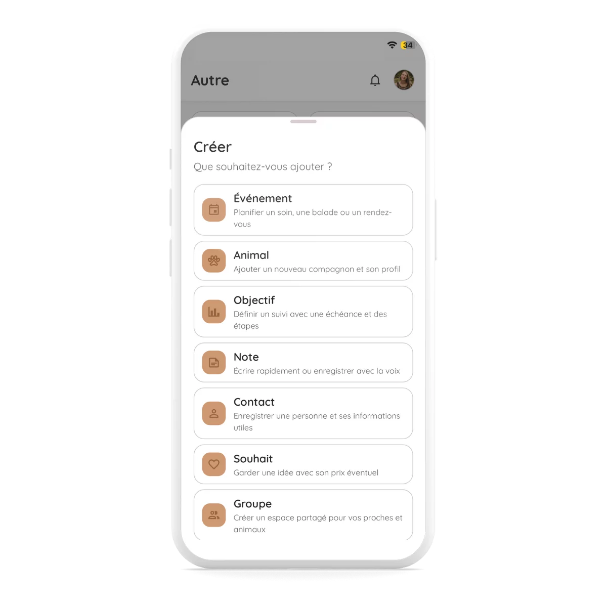 Capture de l'application VASCO - page ajout événement